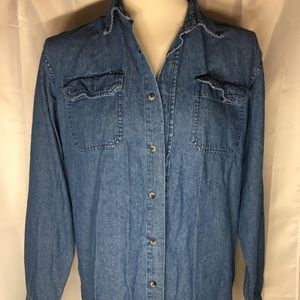 Vintage Wrangler Button Up Denim Shirt Medium